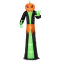 Homcom 9' Halloween Inflatables Outdoor Decorations Pumpkin Head Ghost, Blow Up Led Yard Decor For Garden, Lawn, Party, Holiday, Waterproof Multicolor Polyester