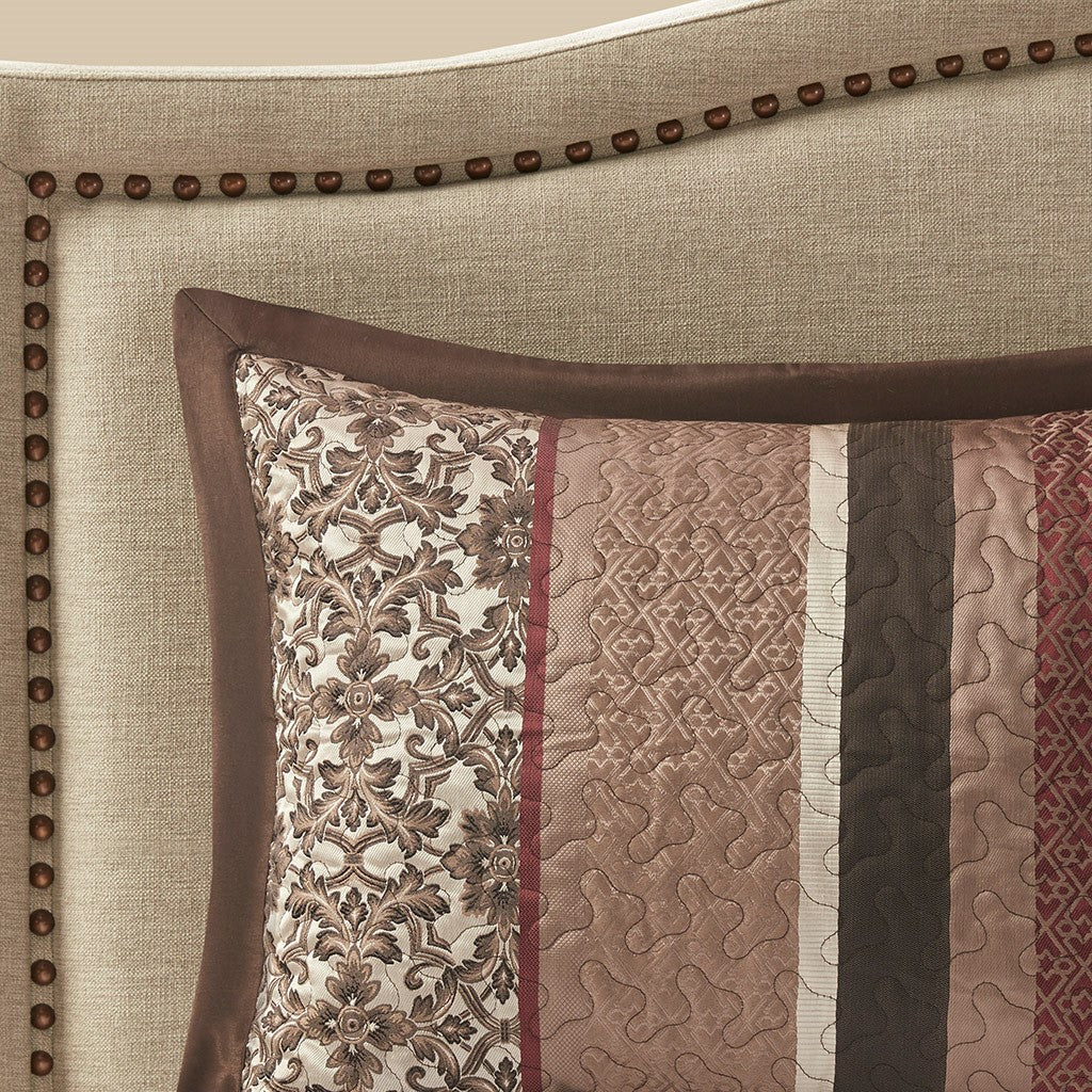 5 Piece Jacquard Quilt Set With Throw Pillows Red King Cal King King Red Cotton