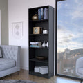 Black 5 Shelf Bookcase 5 Black Standard Horizontal Primary Living Space Closed Back Wood Wood