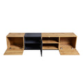 Modern Tv With 3 Cabinets& Open Shelves, Color Matching Media Console Table For Tvs Up To 80'', Entertainment Center With Drop Down Door For Living Room, Bedroom, Home Theatre Wood Brown Primary