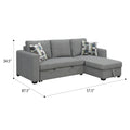 Pensole Gray Reversible Pop Up Sleeper Sectional Gray Foam Engineered Wood 3 Seat