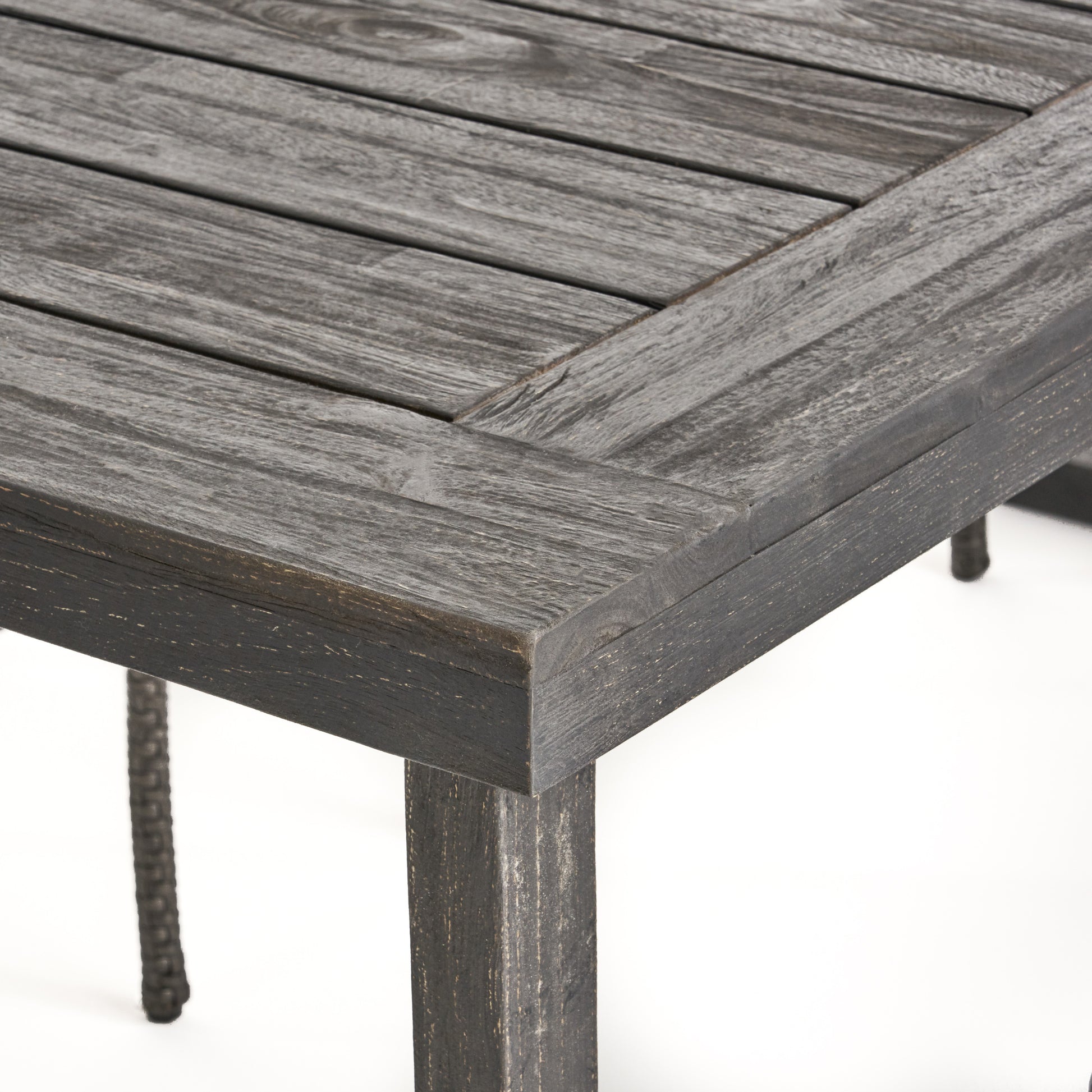 Outdoor 69" Acacia Wood Dining Table, Sandblast Dark Gray Finish Dark Grey Acacia Wood