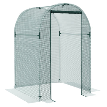 Outsunny 4' X 4' Crop Cage, Plant Protection Tent With Zippered Door And Galvanized Steel Frame, Fruit Cage Netting Cover For Garden, Yard, Lawn, Green Green Steel