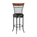 Swivel Pub Height Chair Black Metal Frame 1Pc Faux Leather Upholstery Seat Dining Furniture, Bar Chair Black Dining Room Metal