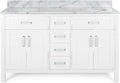 61'' Bathroom Vanity With Marble Top & Double Ceramic Sinks, 4 Drawers, 4 Doors, White White Plywood