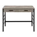 Light Weathered Oak And Black Writing Desk With 2 Drawers Black Brown Office Oak Wood Metal