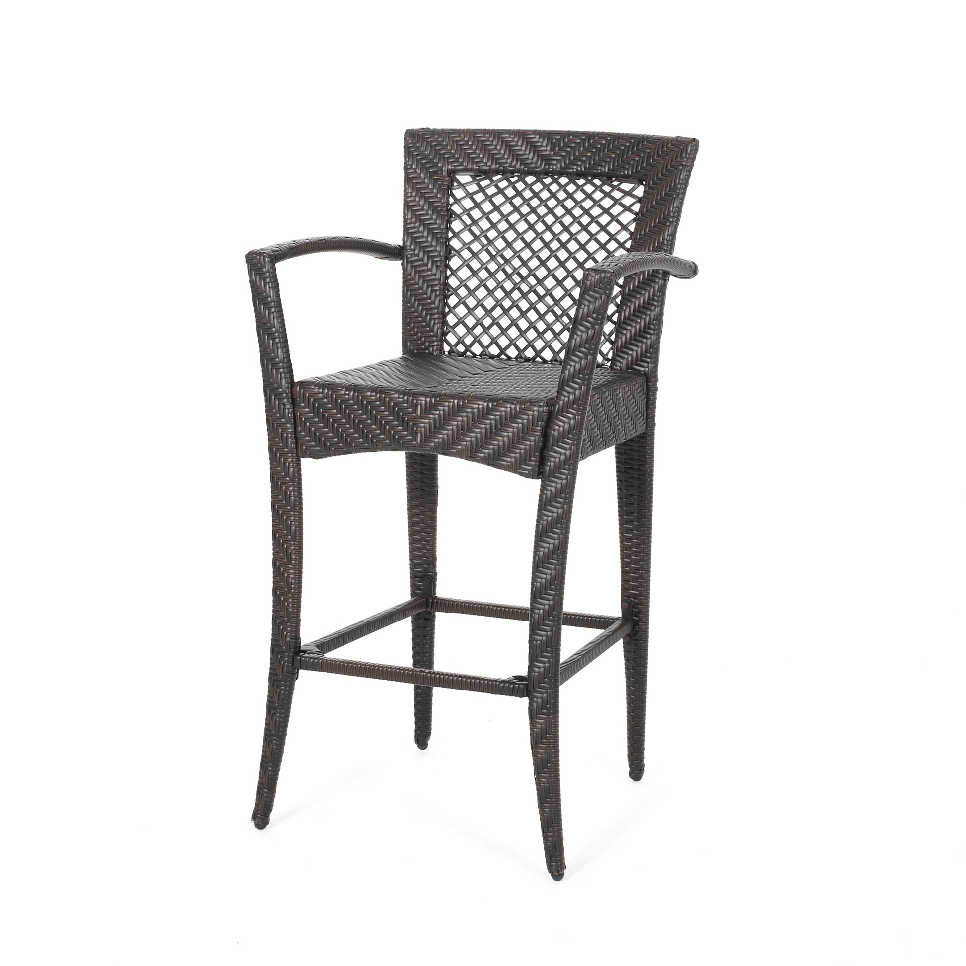 Outdoor 46" Wicker Barstool Set Of 2 , Multi Brown Finish No Brown Multi Garden & Outdoor Wicker