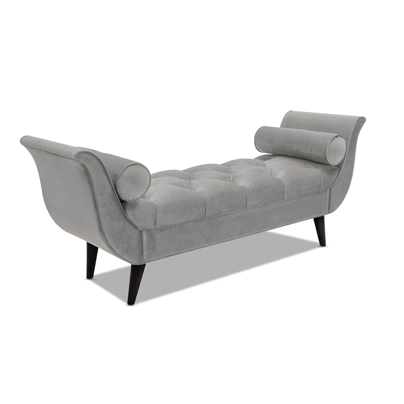 Alma Tufted Flared Arm Entryway Bench, Opal Grey Velvet Gray Foam Velvet