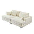 89.76 Inch Double Sleeper Sofa Cloud Couch Soft Fluffy Fabric Upholstery With Square Armrests,Comfor Daybed With Over Wide Sofa Bed,Modern Design Beanbag With Arms,Beige Beige Fabric 2 Seat