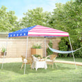 Outsunny Slant Leg Pop Up Canopy Tent With American Flag Roof And Carry Bag, Beach Canopy Instant Sun Shelter, Height Adjustable, 10'X10' Base 8'X8' Top Colorful Steel