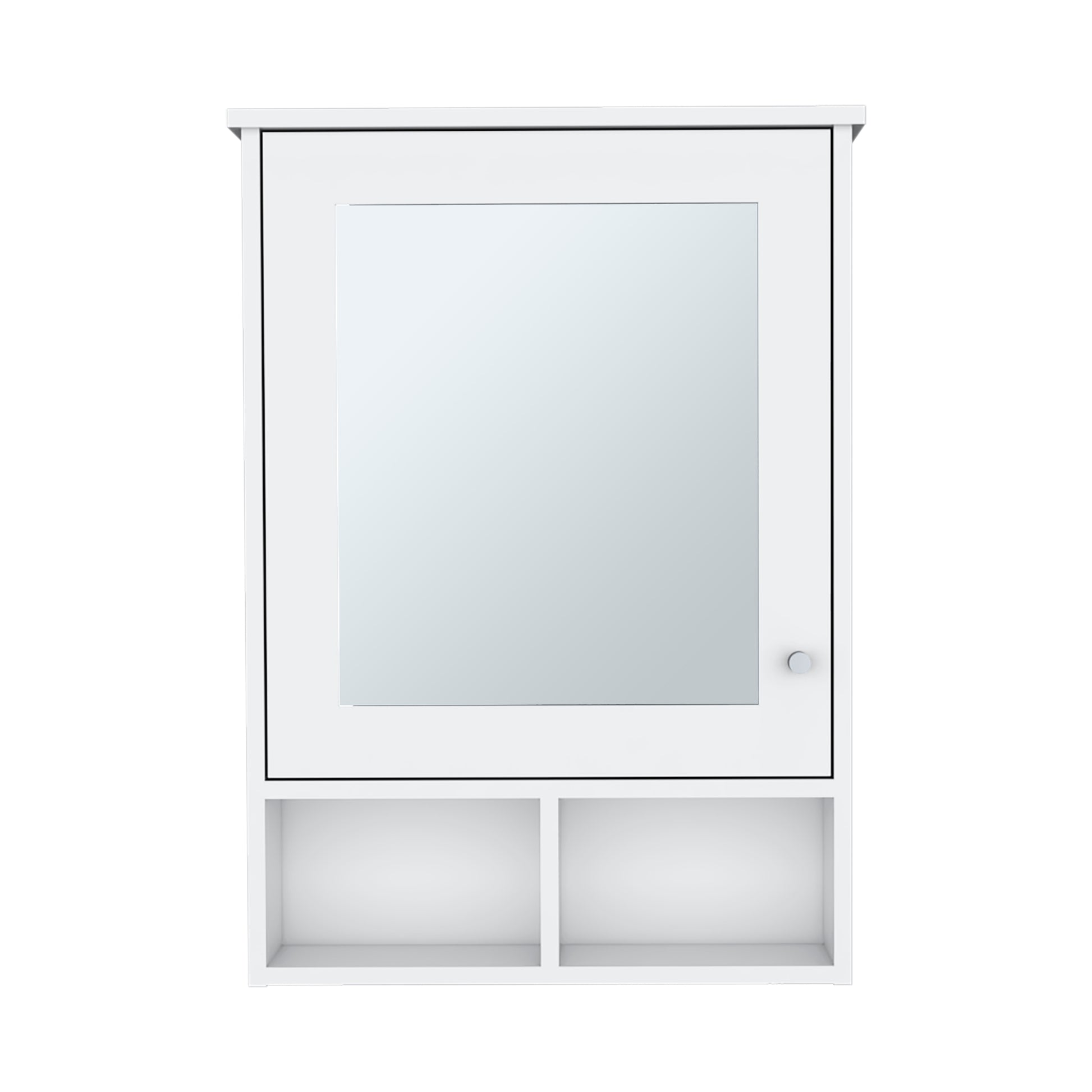 Vina Medicine Cabinet With Mirror Door 29" High Cabinet Organizer With Three Concealed Shelves And Two Open Shelves For Bathroom, Kitchen, Mudroom White 1 5 Bathroom Wall Mounted Modern Particle