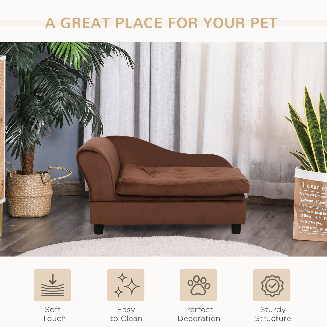 Pawhut Luxury Fancy Dog Bed For Small Dogs With Hidden Storage, Small Dog Couch With Soft 3" Foam, Dog Sofa Bed, Cushy Dog Bed, Modern Pet Furniture For Puppies And Little Breeds, Brown Brown Polyester