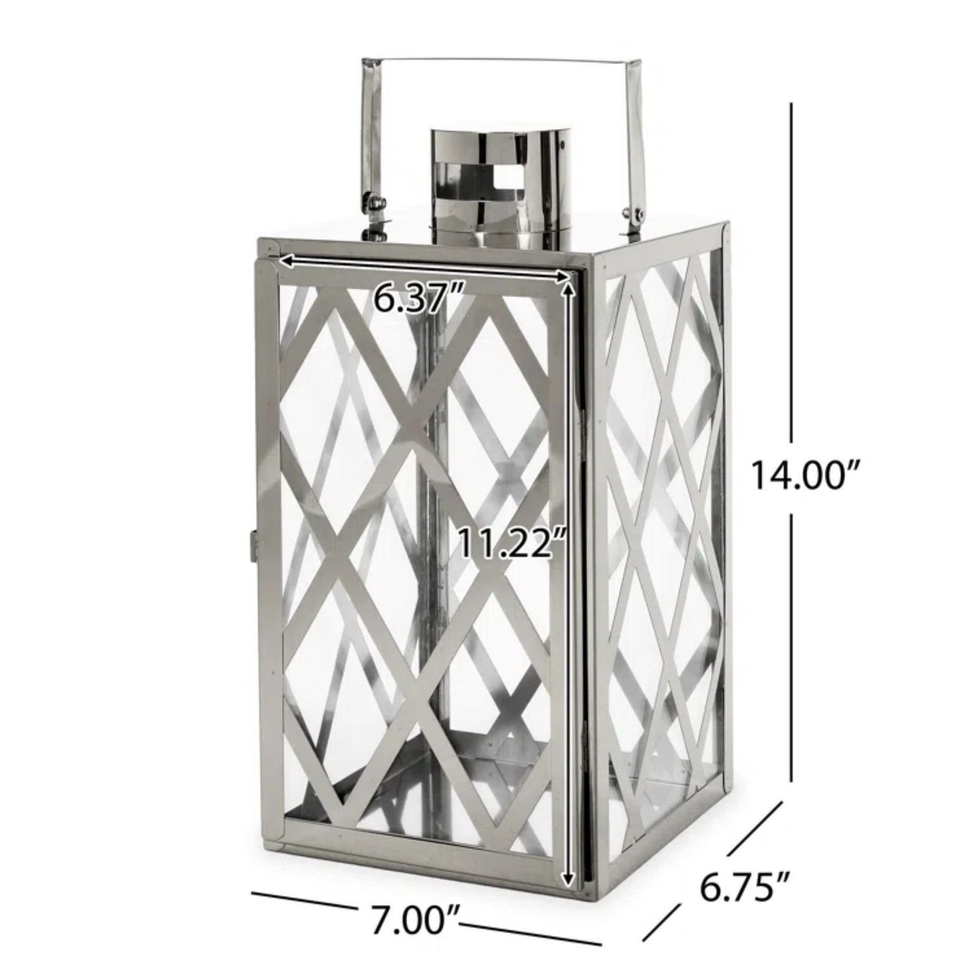 Anton 14"H Stainless Steel Lantern Silver Stainless Steel