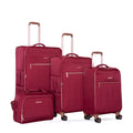 4 Piece Set 16 20 24 28 ,Softshell Suitcase Spinner Wheels Terylene Luggage Sets Carry On Suitcase Luggage Lightweight Durable Suitcasewine Red Wine Red Polyester