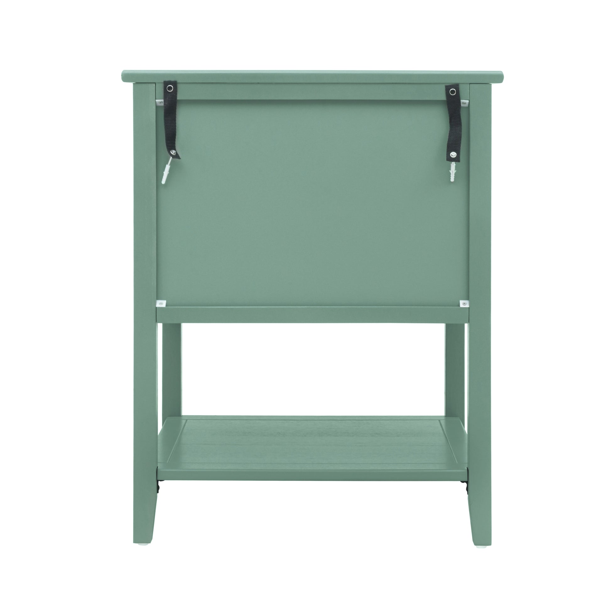 2 Drawer Side Table, American Style, End Table, Suitable For Bedroom, Living Room, Study Light Green Mdf