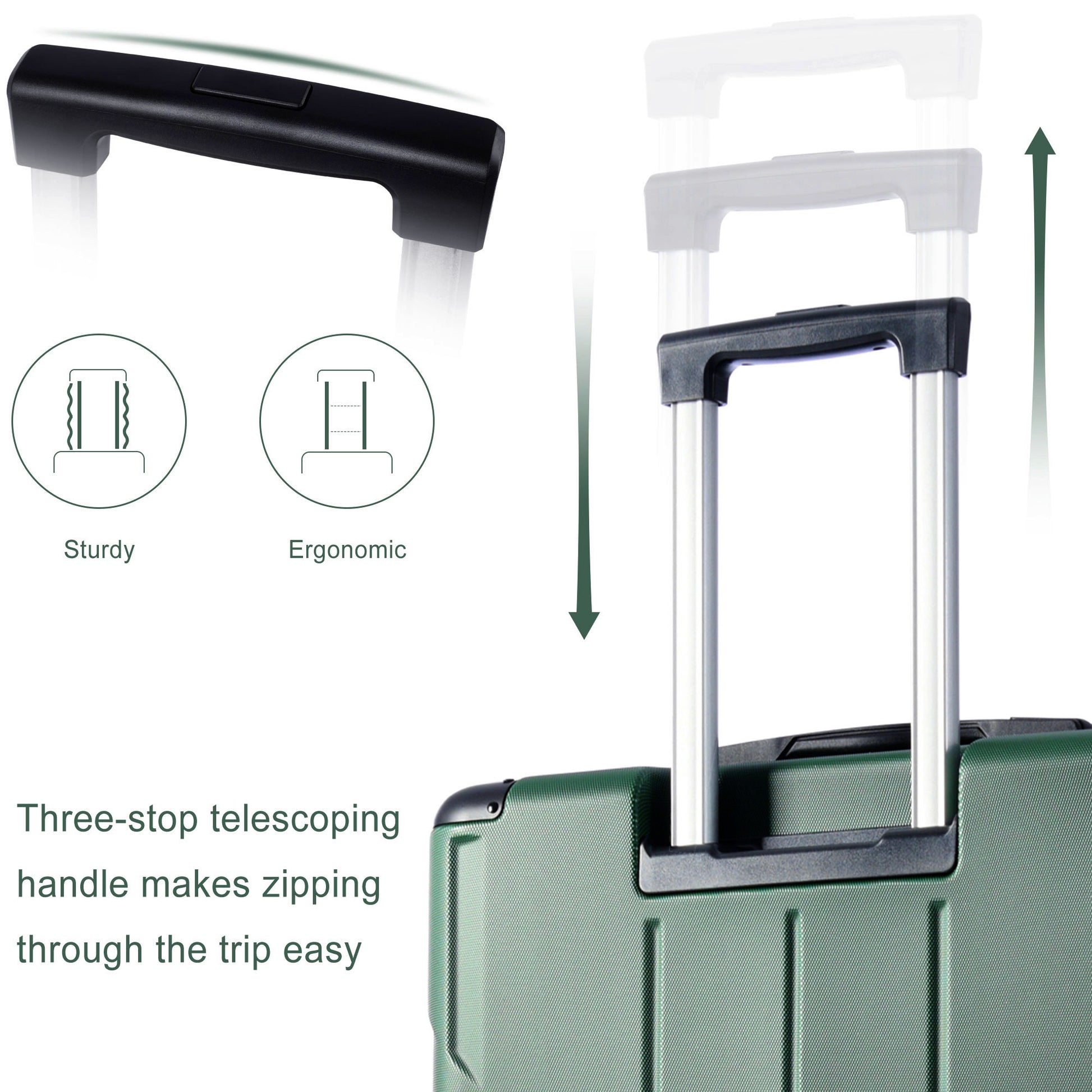 Luggage Sets 3 Piece, Expandable Hard Shell Abs Suitcases With Double Spinner, Travel Luggage Set With Tsa Lock 20 24 28Inch, Green Green Abs