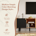 Mid Century Tv Stand With 3 Cabinets, Media Console Table For Tvs Up To 70'', Entertainment Center With Storage For Living Room, Bedroom, Home Theatre Black Brown Primary Living Space 60 69 Inches