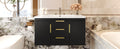 36'' Wall Mounted Bathroom Vanity With Resin Sink, Floating Bathroom Storage Cabinet With 2 Drawers, Solid Wood Bathroom Cabinet Black Bathroom Modern Mdf