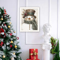 Old World Frosty The Snowman White Framed Wall Art For Living Room, Holiday Wall Art Print For Home Decor, Bedroom Wall Art By Jo Moulton Multicolor Wood Paper