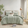 3 Piece Striped Cotton Duvet Cover Set Queen Multicolor Cotton