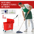 Homcom Mop Bucket With Wringer On Wheels For Floor Cleaning, 21 Quart, Separate Dirty And Clean Water, Red Red Plastic