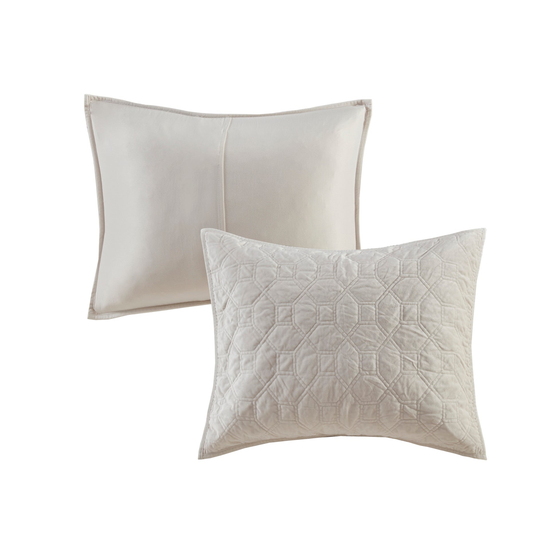 3 Piece Velvet Quilt Set Ivory King Cal King King Ivory Cotton