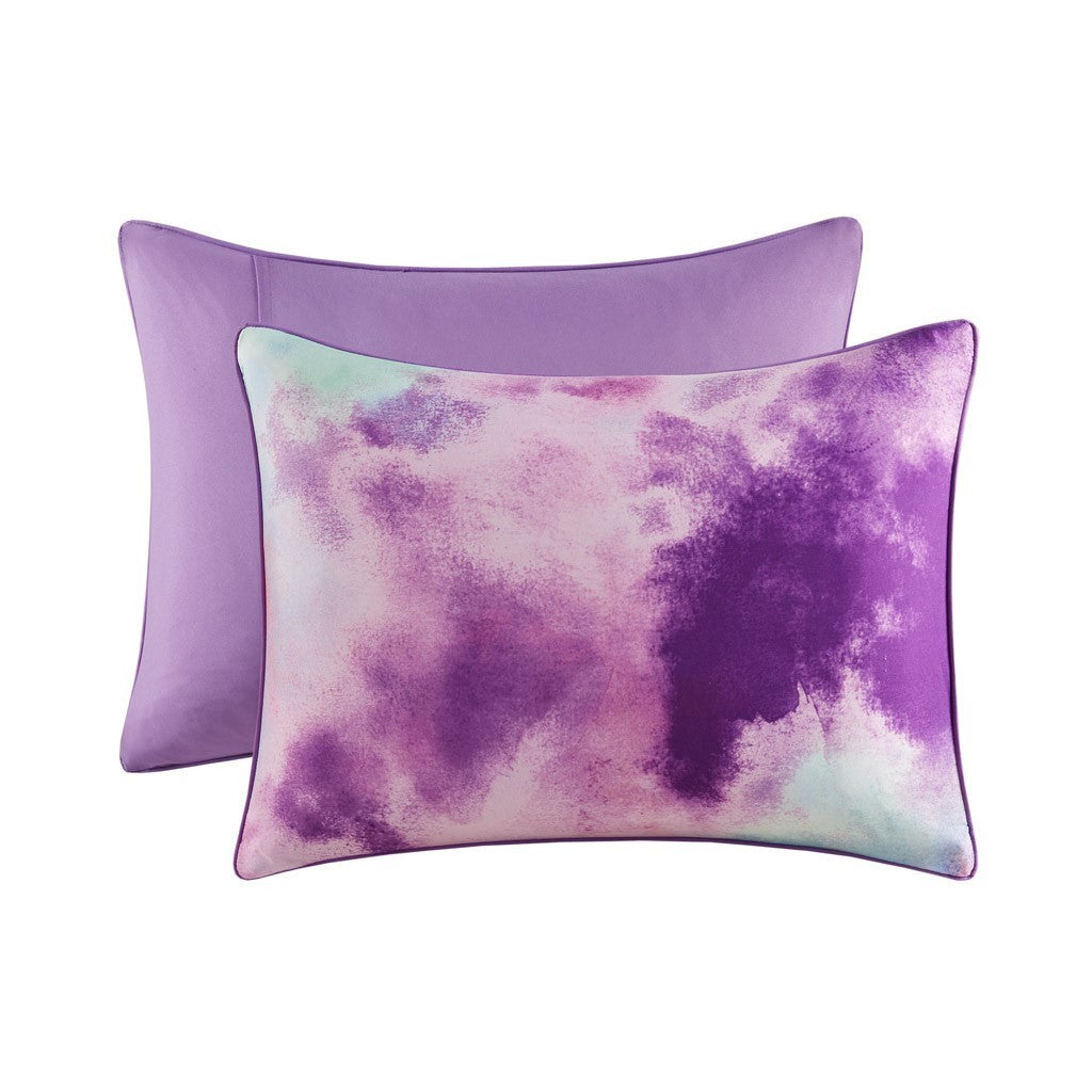 Watercolor Tie Dye Printed Comforter Set With Throw Pillow King Multicolor Polyester