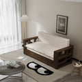 3 In 1 Convertible Sleeper Sofa Bed,Modern Velvet Loveseat Couch With Pull Out Bed,Small Beautiful Seat Futon Sofa Bed With Convertible Office Desk,Beige Beige Metal & Wood 2 Seat