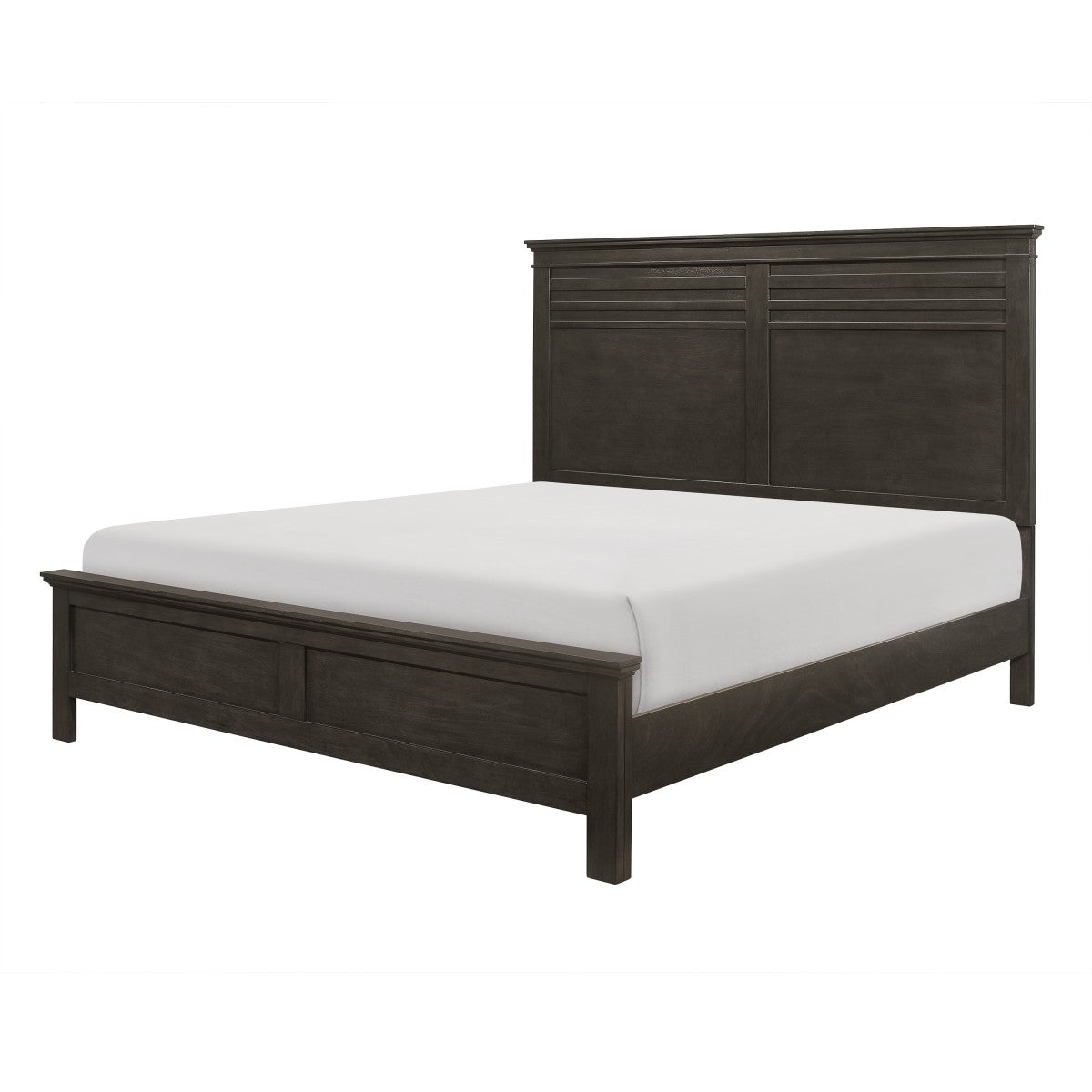 Charcoal Gray Finish Queen Bed 1Pc Transitional Style Wooden Bedroom Furniture Panel Bed Box Spring Required Queen Charcoal Grey Wood Bedroom Transitional Panel Wood