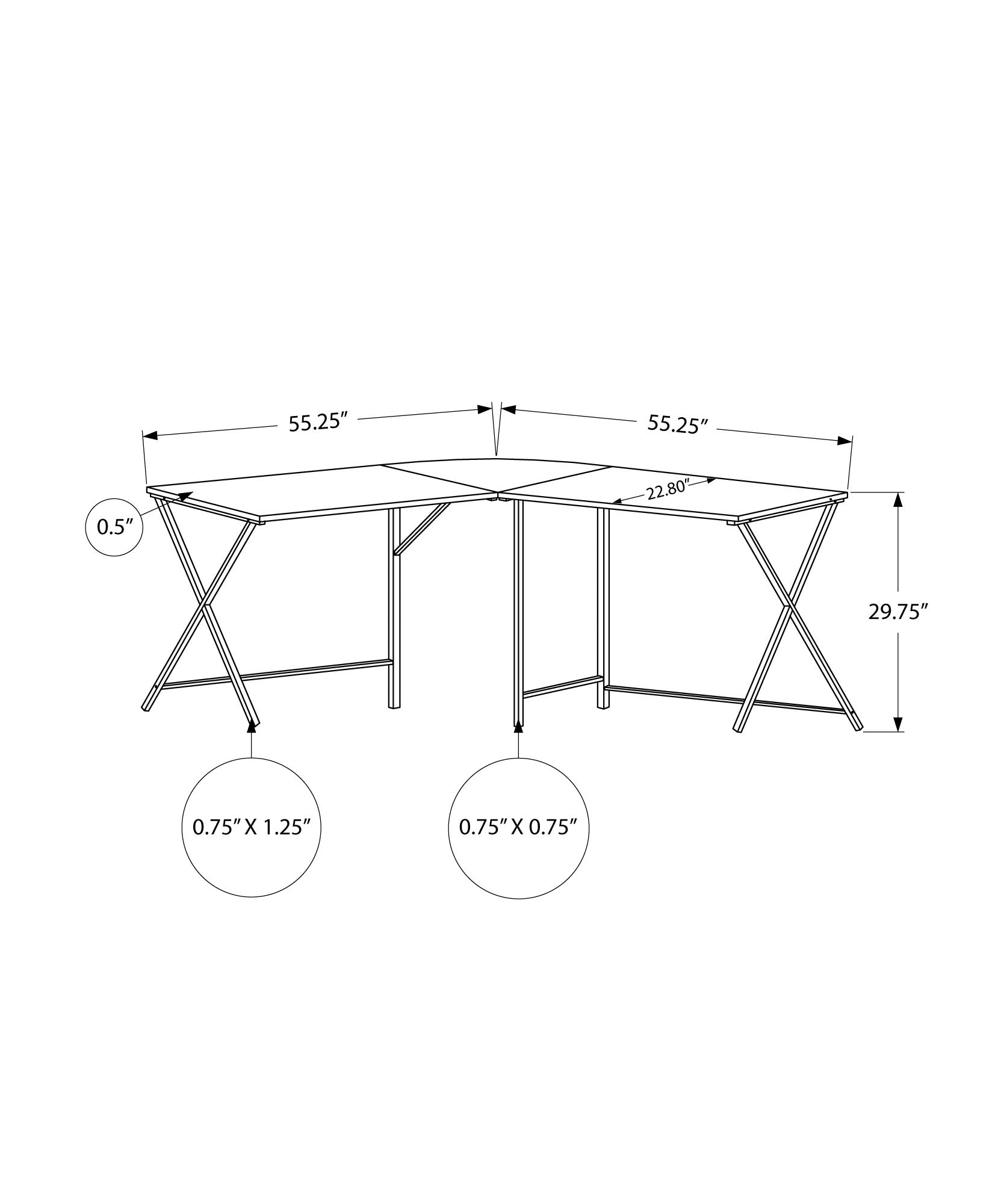 Computer Desk, Home Office, Corner, 55"L, L Shape, Work, Laptop, Brown Laminate, Black Metal, Contemporary, Modern Taupe Mdf