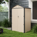 6X4X3 Ft Outdoor Storage Shed, Steel Metal Lockable Garden Shed, Tiny House, Utility Shed, Lean To Shed & Outdoor Storage, Waterproof Backyard Shed With Door For Bike, Tools, Lawnmower Antique Yellow Gray Garden & Outdoor American Design Metal