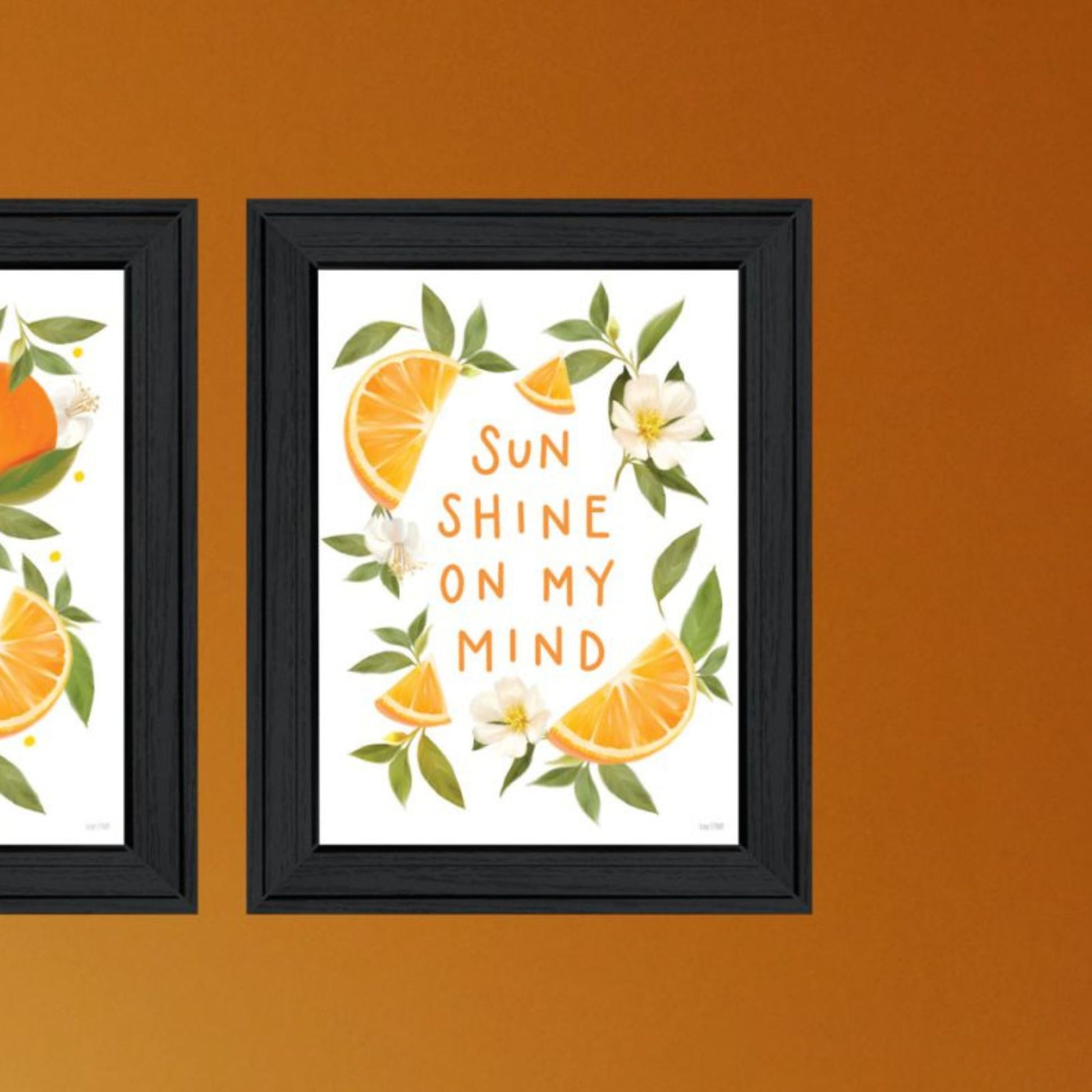 "Sunshine On My Mind Oranges" Framed Wall Art For Living Room, Wall Art Print For Home Decor, Bedroom Wall Art By House Fenway Multicolor Wood Paper