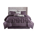 7 Piece Tufted Comforter Set Plum King King Plum Polyester