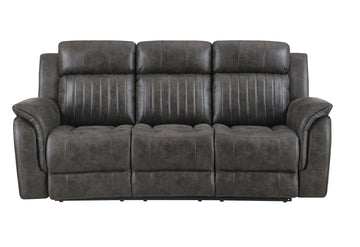 Steban Grey Reclining Sofa Gray Fabric 3 Seat