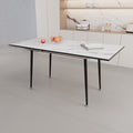 Scalable Mdf Modern Dining Table And Chair Set, Suitable For 2 6 People, White Dining Table And Modern Brown Round Dining Chair 4 Piece Set, Medieval Dining Table Set, Metal Base And Suede Chair Brown White Mdf