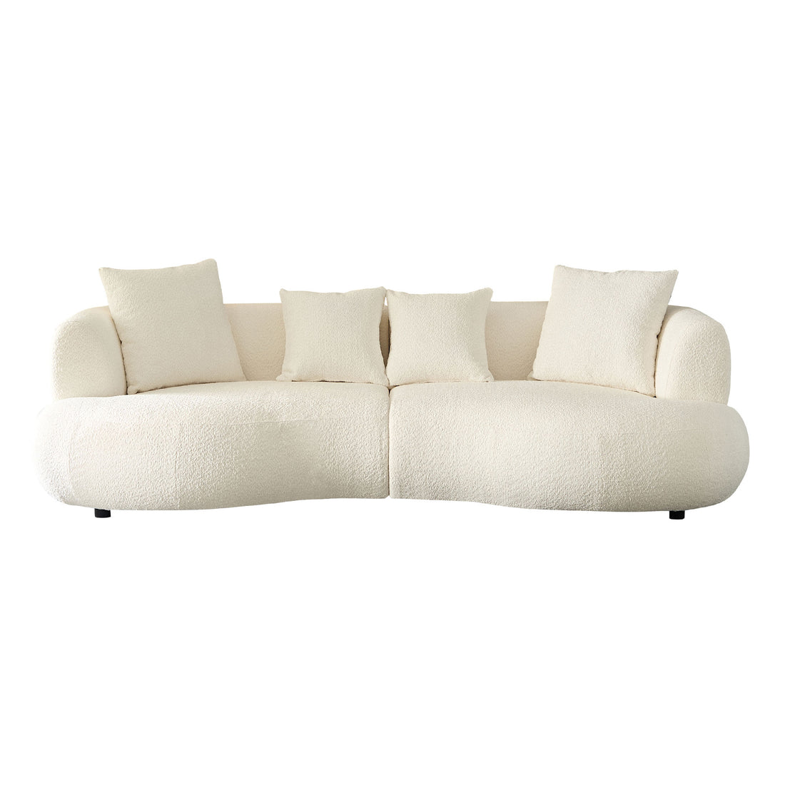 102.36 Inch Mid Century Modern Sectional Curved Sofa Couch, Comfy Sofa For Living Room,Upholstered 4 Seat Sofa Boucle Fabric Cream Style Couch For Apartment,White White Boucle 4 Seat