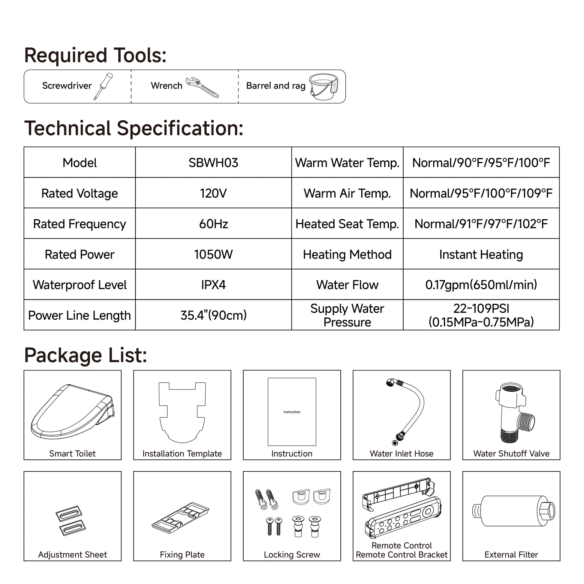 Smart Bidet Toilet Seat With Side Knob Adjustable Heated Seat With Water Temperature And Pressure Adjustment Portable Bidet With Automatic Nozzle Cleaning White Plastic