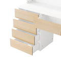 2 Door Wooden Storage Desk Wardrobe For Bedroom With Shelves And Drawers,Natural Natural Mdf Lvl