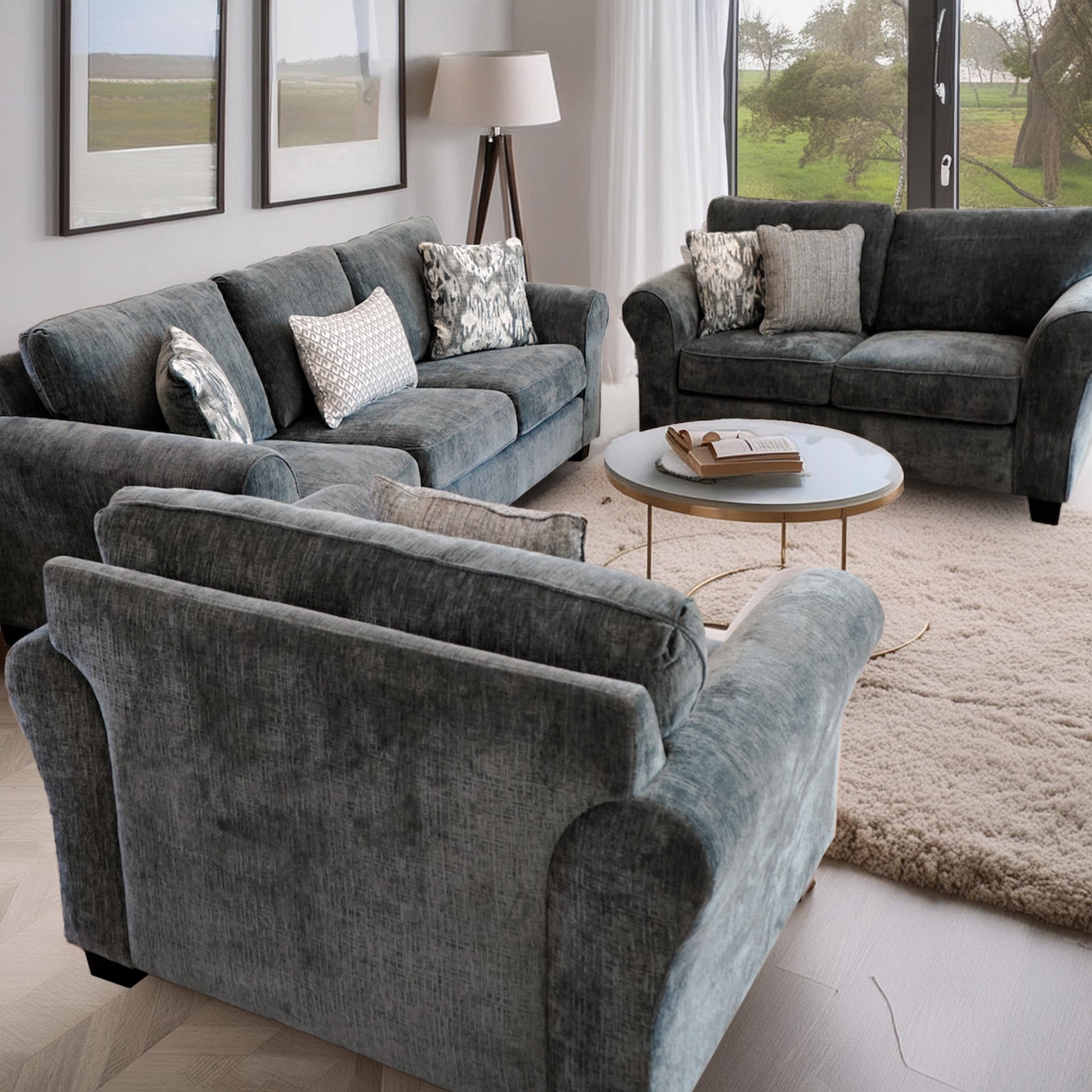 Romeo Grey Sofa Grey Wood Polyester Blend 3 Seat