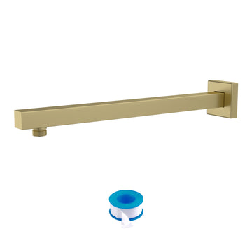 16" Wall Mounted Shower Arm With Flange, Gold Gold Stainless Steel