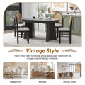 5 Piece Retro Functional Dining Set With 1 Extendable Dining Table And 4 Upholstered Chairs With Rattan Backrests For Dining Room And Kitchen Espresso Espresso Solid Wood Mdf