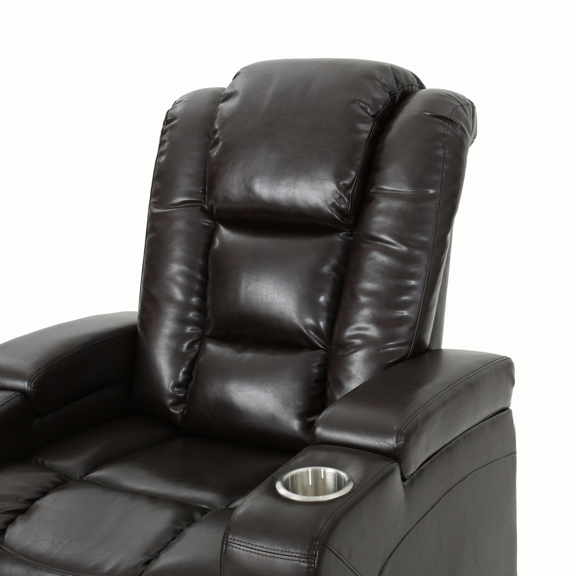 33" Wide Power Standard Recliner Chair With Arm Storage With Usb Brown Pu