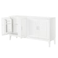 4 Door Sideboard Storage Cabinet With Door Shelf For Living Room And Dining Room, Two Large Cabinets With Adjustable Shelf, White White Rubberwood Solid Wood Mdf