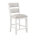 Kith 24 Inch Counter Height Chairs, Set Of 2, Padded Seat And Back, White White Wood Fabric