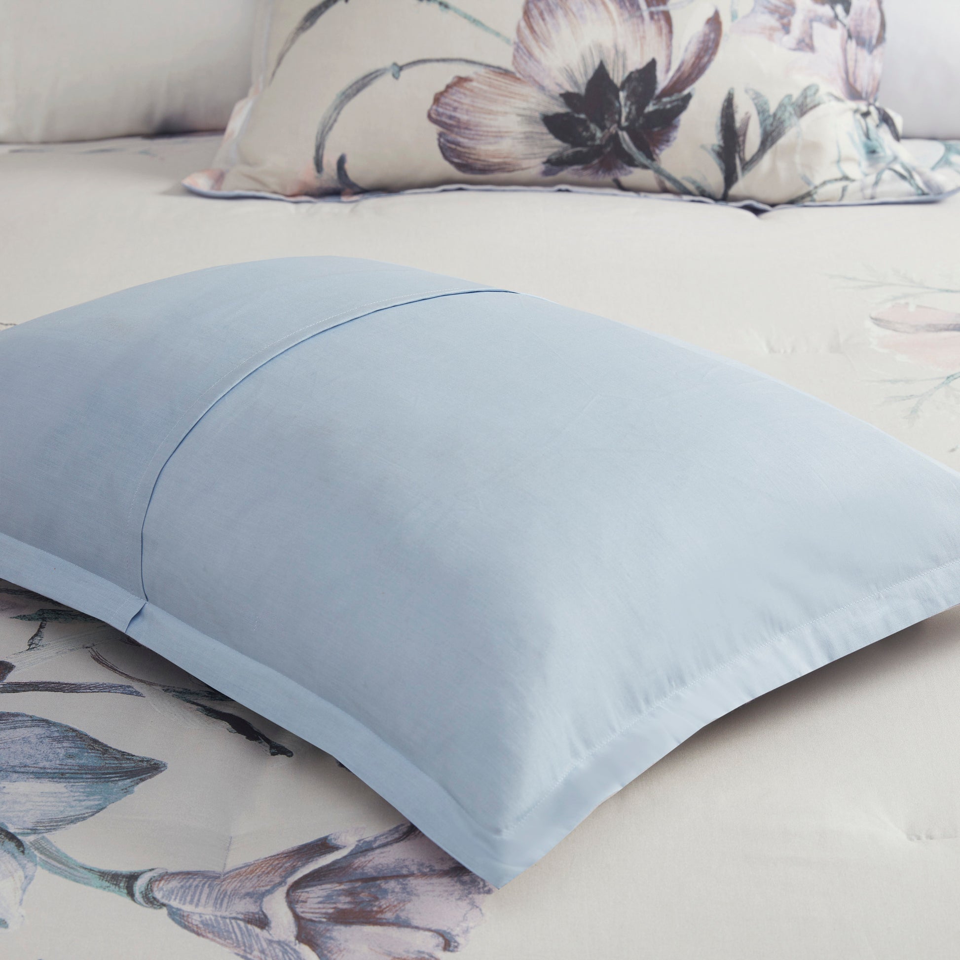 8 Piece Cotton Printed Comforter Set Blue Queen Queen Blue Polyester
