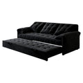 91 Inch Convertible Sofa Couch With Pull Out Couch Bed, Sleeper Sofa Bed For Living Room, Apartment, Chenille Fabric Color:Black Black Light Brown Chenille Wood Primary Living Space Cushion Back