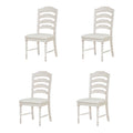 Vintage Traditional 4 Piece Upholstered Dining Chairs, Serrated Dining Backs,Cream Cream Dining Room Traditional Rubberwood Foam Rubber Wood