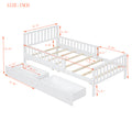 Twin Size Wood Platform Bed With Guardrails On Both Sides And Two Storage Drawers ,White Twin White Wood