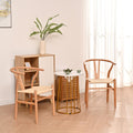 Natural Solid Wood Wishbone Design Backrest Chair With Canvas Seat For Dining Room And Kitchen Wood Natural Modern Solid Wood