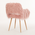 Pink Faux Fur Upholstered Make Up Chair Side Dining Chair With Metal Leg Pink Beech Metal Leg Pink Faux Fur